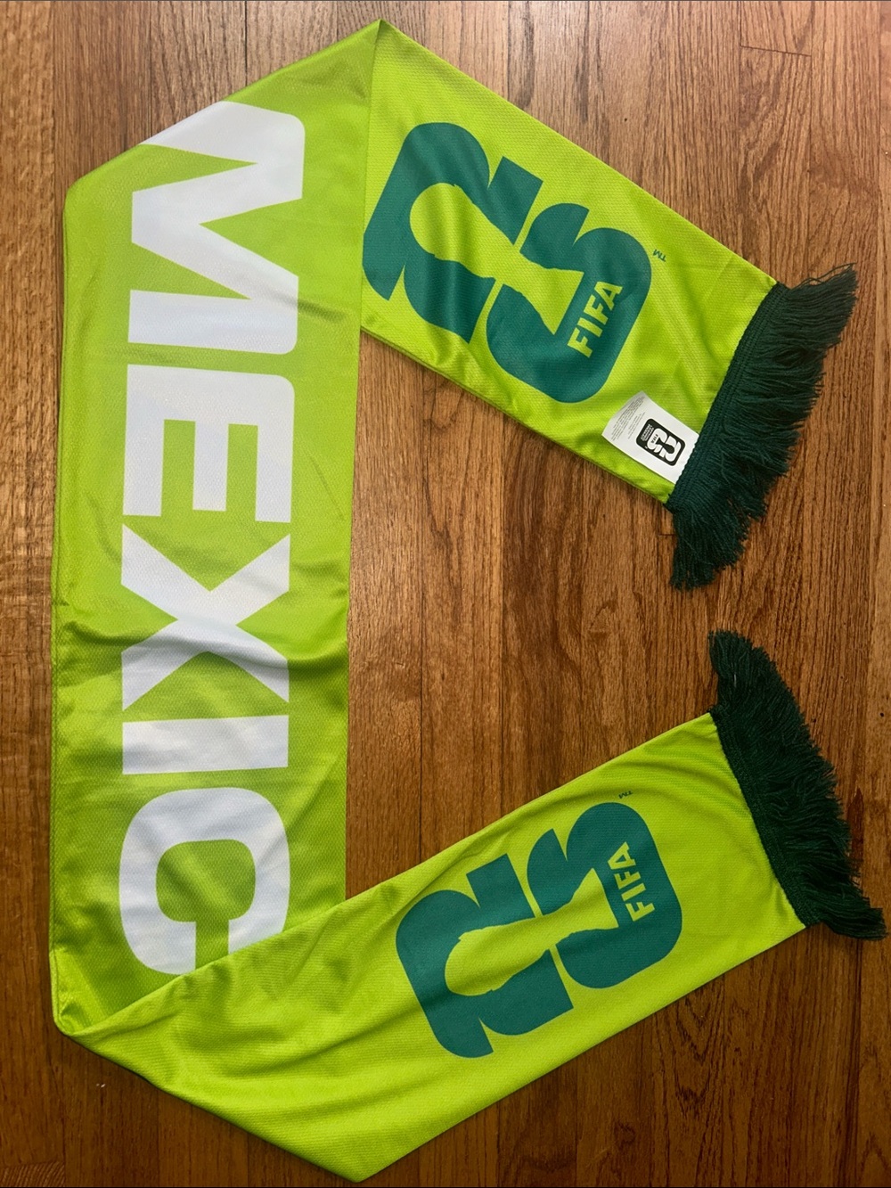 Mexico Goal FIFA Neon Green Supporters Scarf with Dark Green Logo NEW